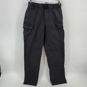 Quiksilver Mens Ripstop Cargo Pants Charcoal Gray Elastic Waist Size Small